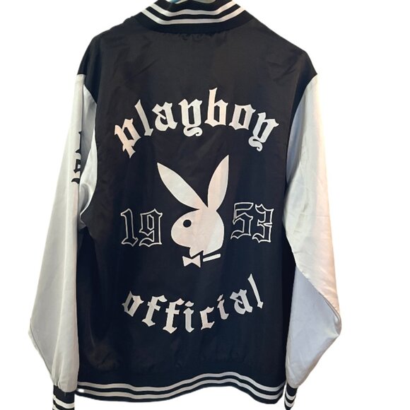 Playboy Official Black & White Varsity Jacket with Iconic Bunny Logo Size Large - Picture 1 of 11